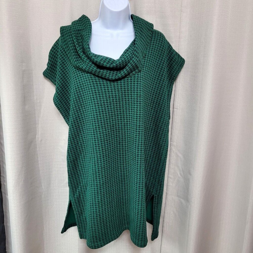 Bryn Walker Pike Poncho Tunic Women's Size XS Inlet Green Houndstooth Pullover